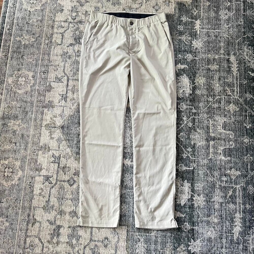 Under-armour Men's Cream and Grey Trousers